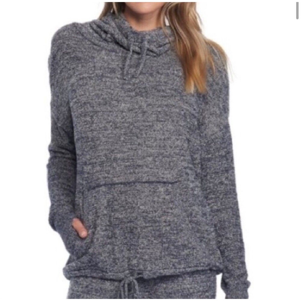 Barefoot Dreams Women’s M CozyChic Lite Pebble Beach Pullover Hoodie Thumb Holes